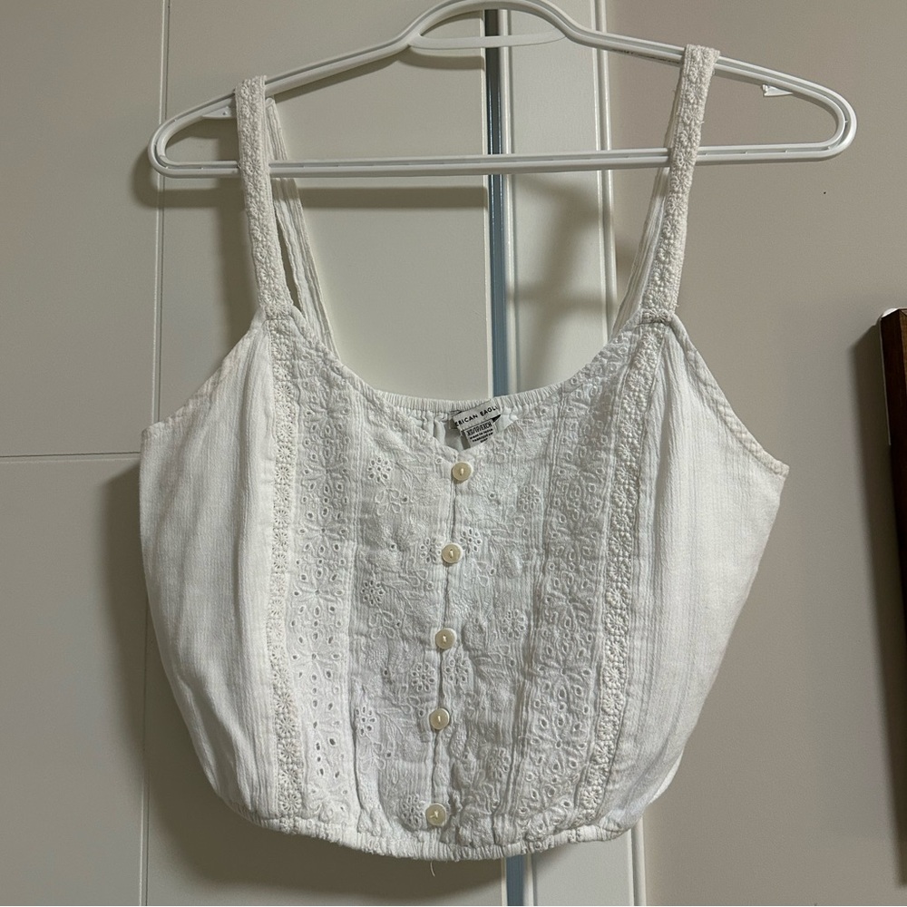 American Eagle Outfitters Cropped Tank Top | White